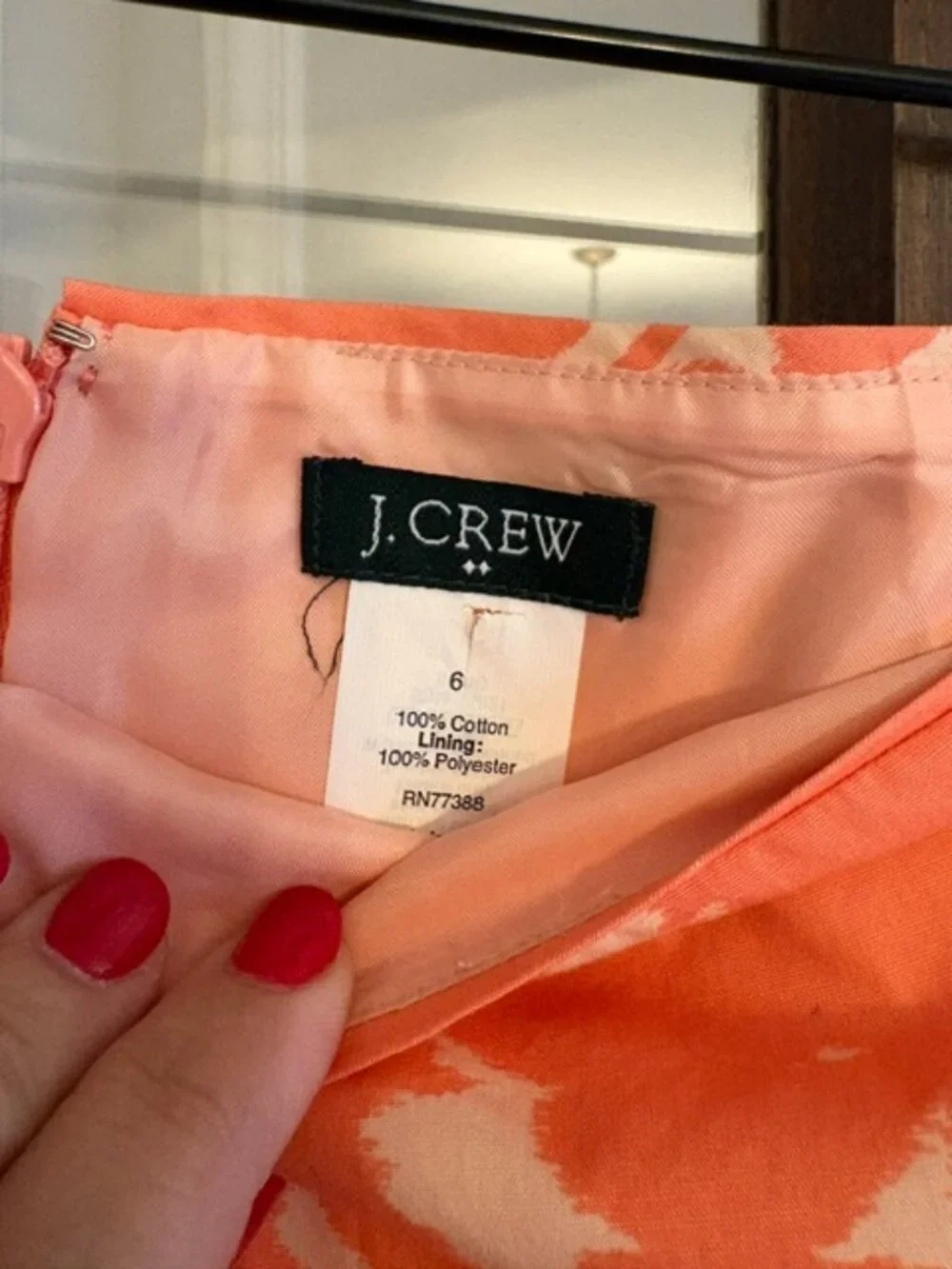 J.Crew Mini Skirt in Coral-Colored Floral Pattern, Size 6